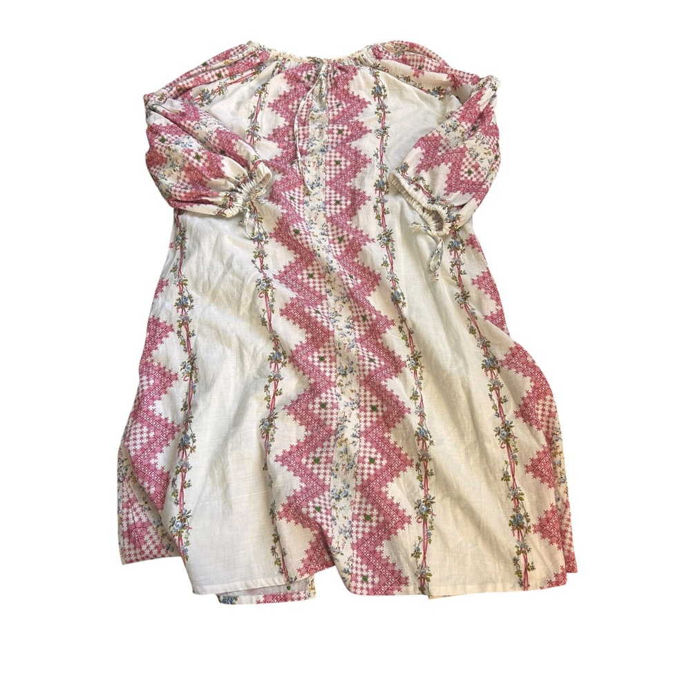 D'Ascoli Womens Pink Floral Hand Woven Cotton Boho Midi Dress Size M - Picture 3 of 7